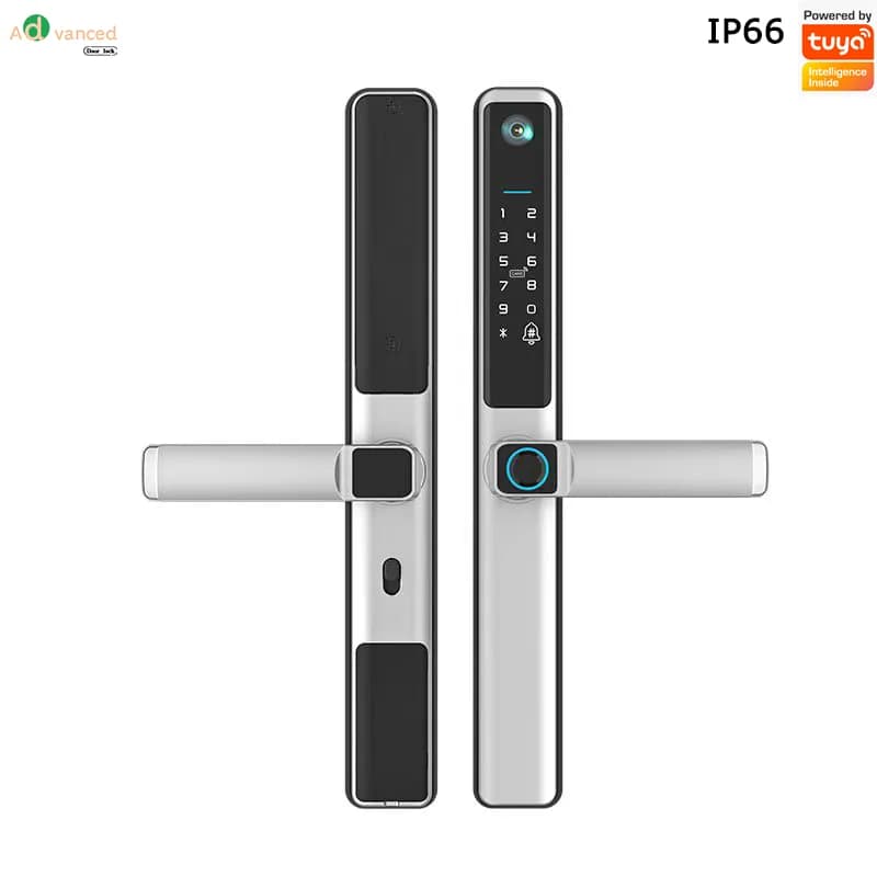 Spioncino Telecamera Serratura in alluminio Euro 85mm Mortasa Impermeabile Tuya wifi Impronte digitali Serratura digitale intelligente per porta con griglia UPVC