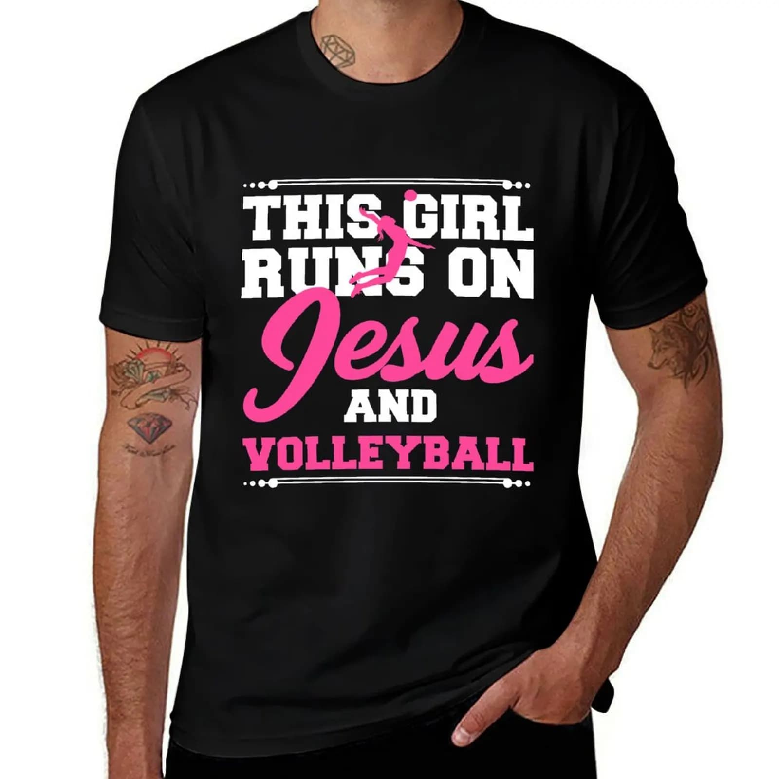 Funny Girl Jesus Volleyball Apparel T-Shirt Outdoor Work Short Sleeve Top