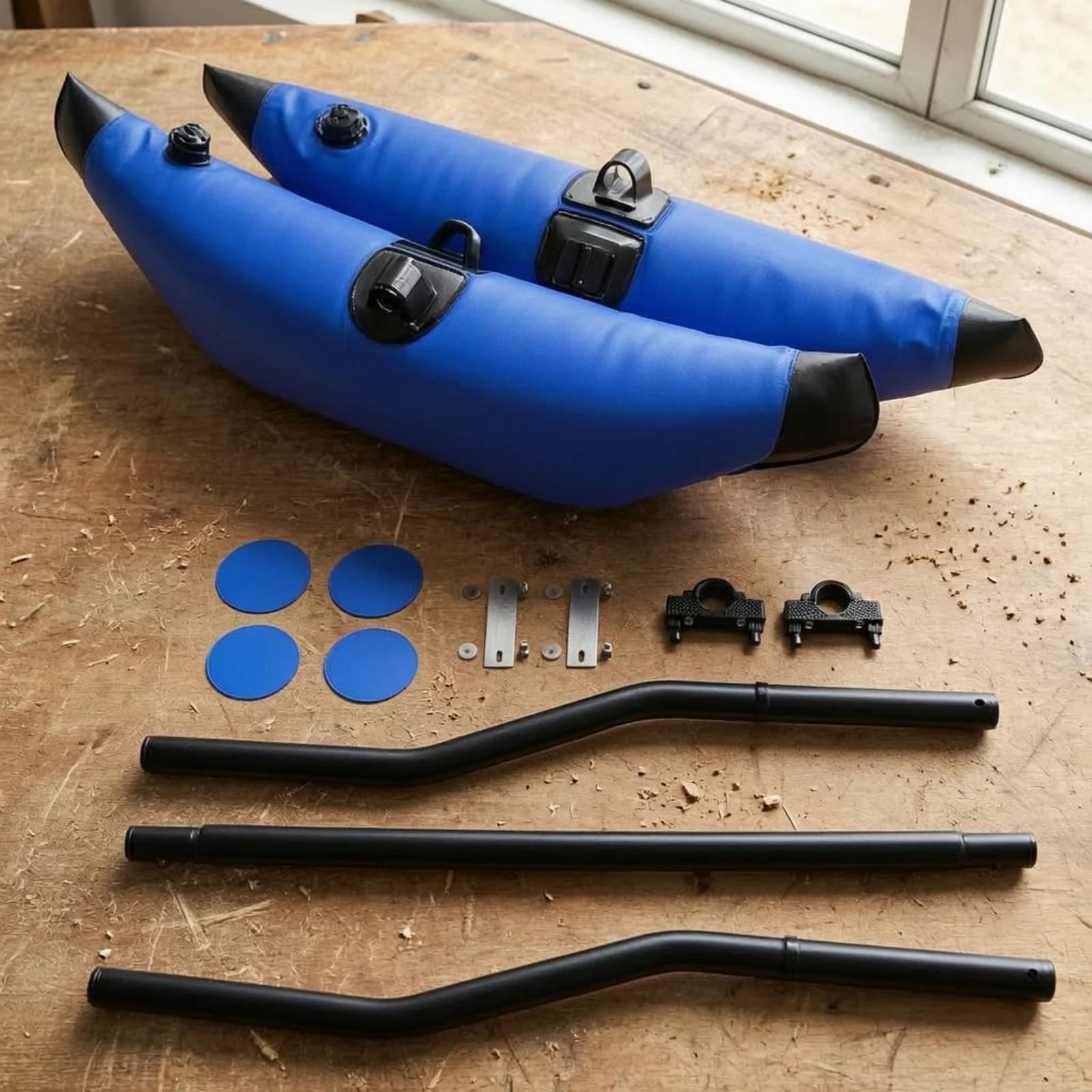 Inflatable Kayak Outrigger Kit Black End Caps Kayak Stabilizer Outrigger Paddling Craft Stabilizer Kit Portable Boat Accessory