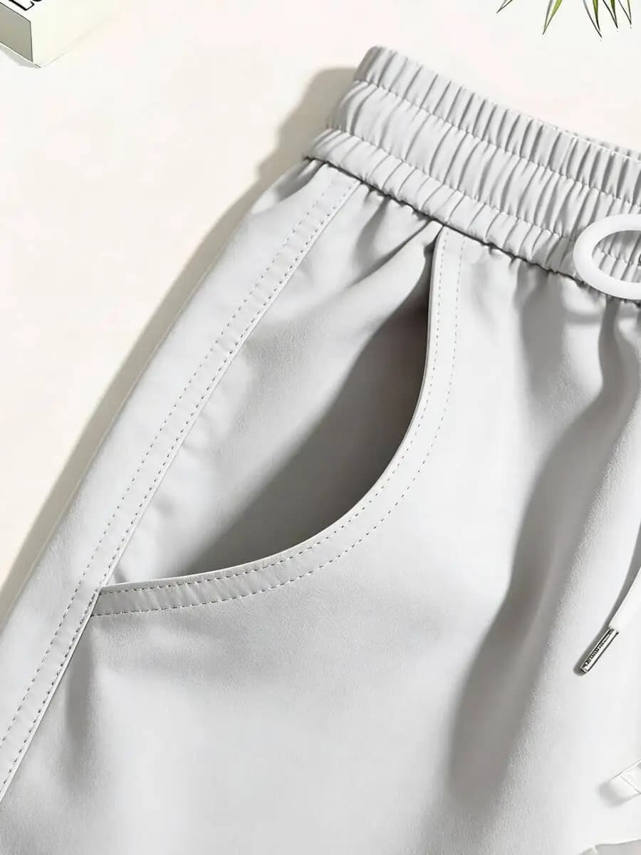 Mens Quick Dry Beach Shorts With Drawstring Waist And Side Pockets