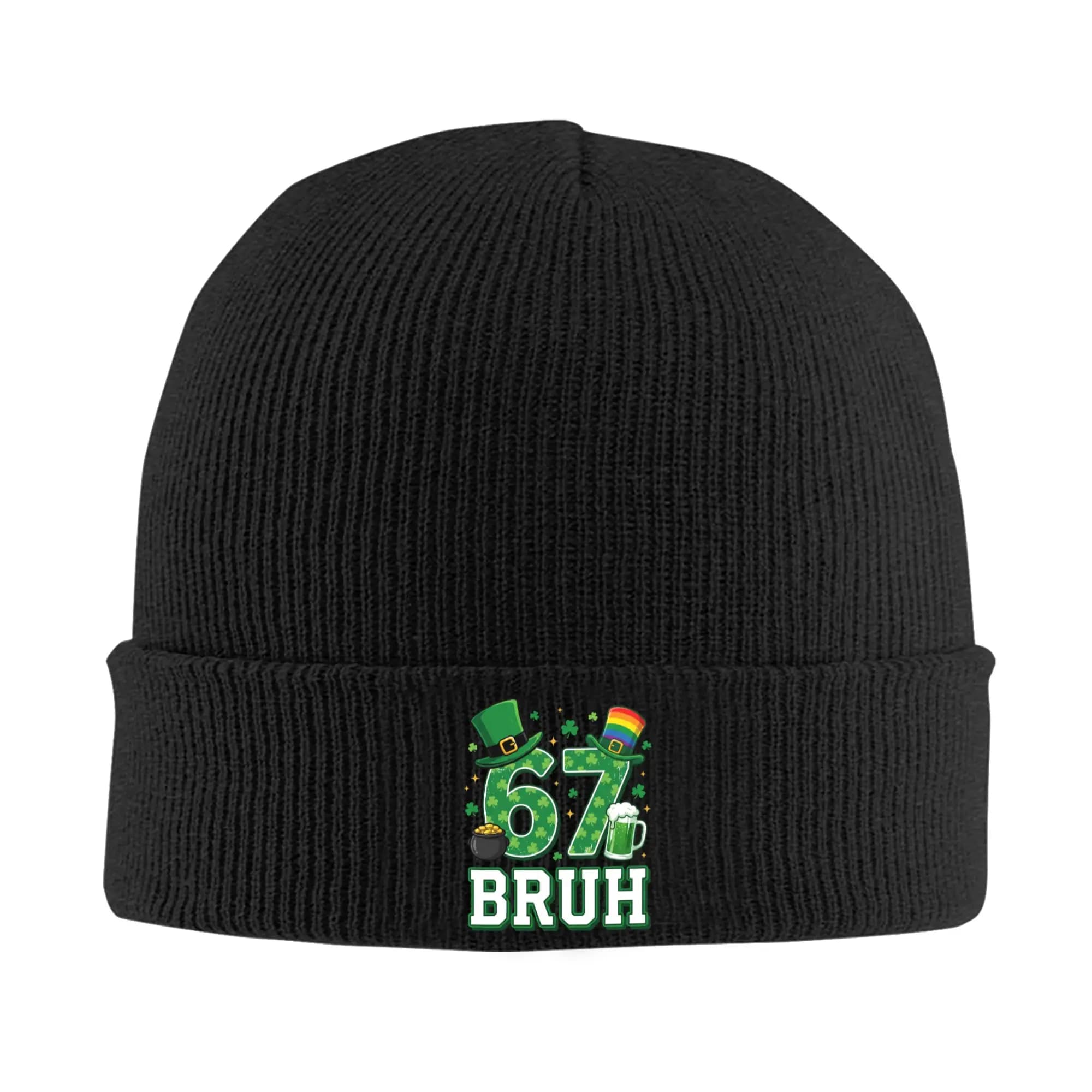 67 Bruh St Patrick’s Day 6-7 Funny Meme Bonnet Hats Street Knitted Hat For Women Men Autumn Winter Warm Skullies Beanies Caps