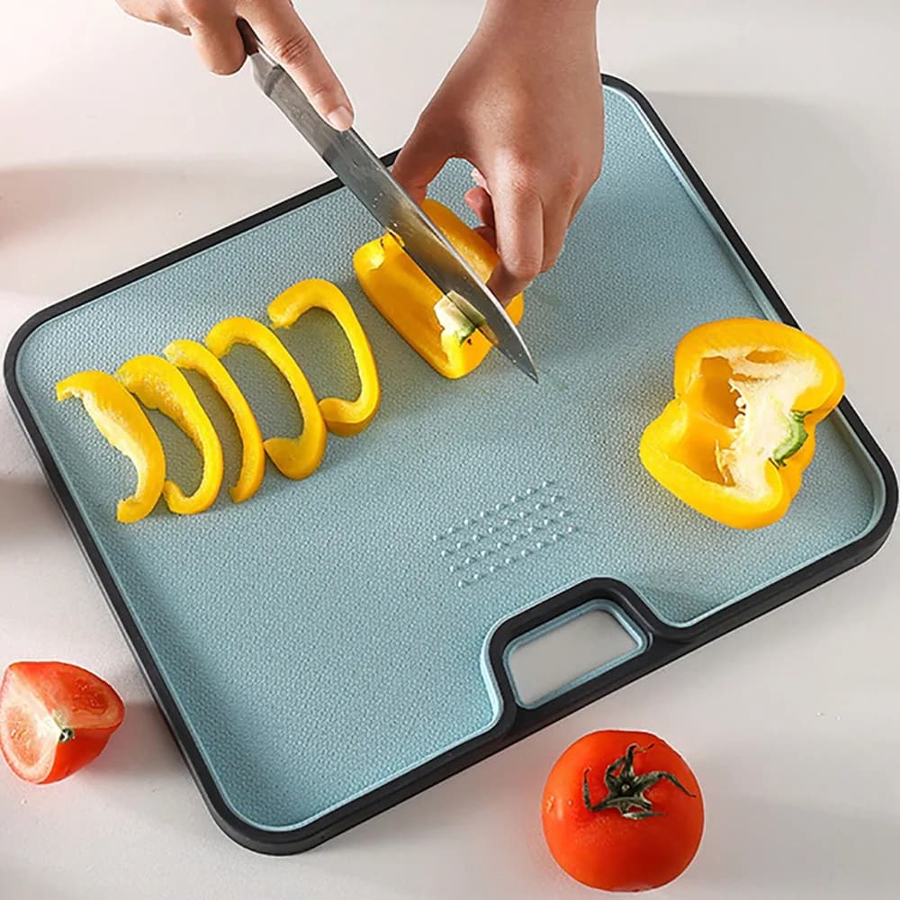 Durable Plastic Cutting Board Double Sided Use Non Slip Chopping Board Easy Clean Blue Pink Plastic Chopping Board Kitchen