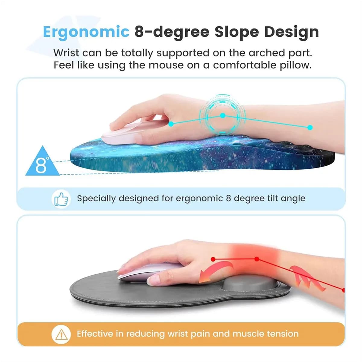fantastico tappetino per mouse ergonomico da 3 pezzi con poggiapolsi e set di tappetini per tastiera, tappetini per mouse per computer per scrivania di casa con sottobicchiere-C