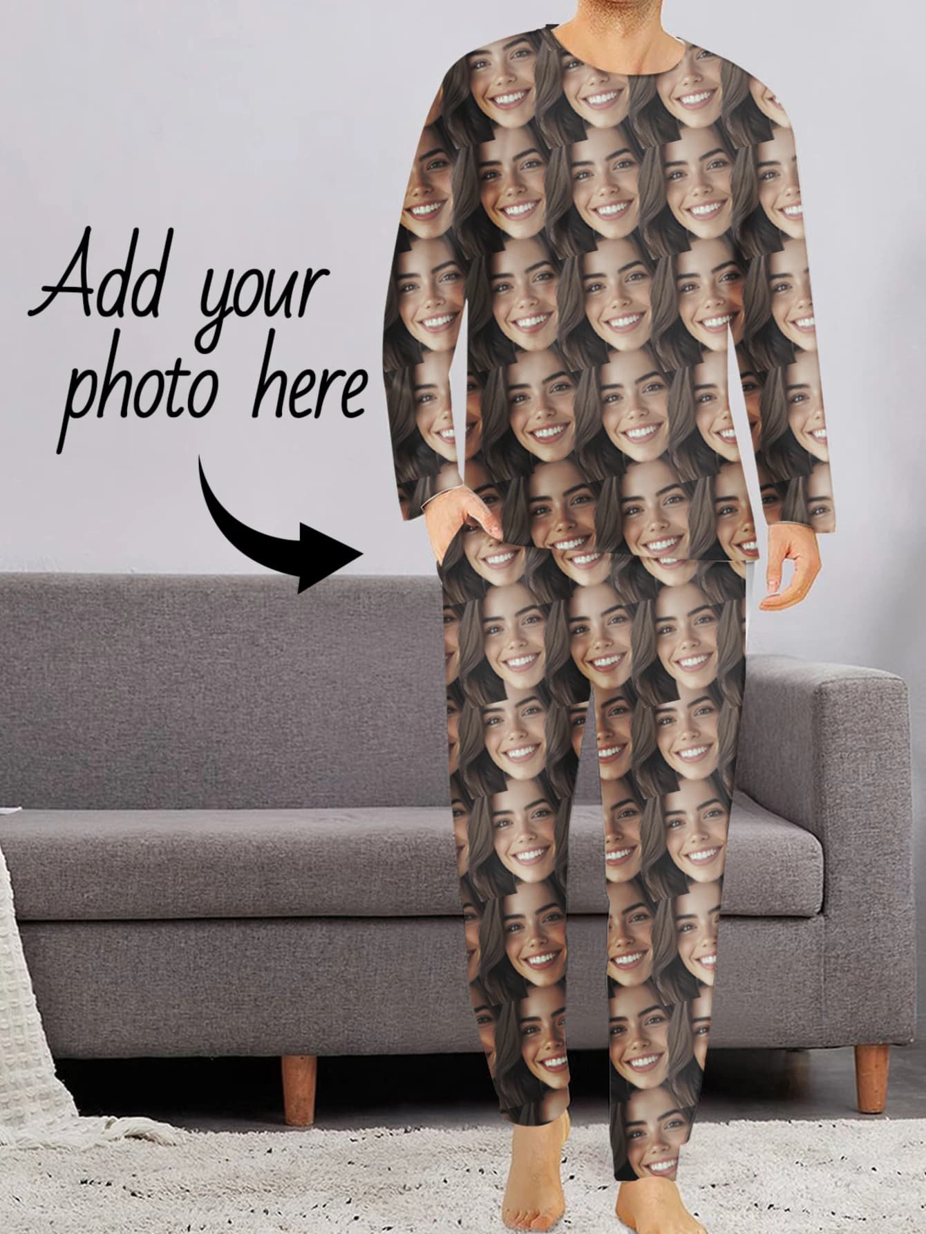 Pigiami personalizzati, set pigiama con foto personalizzata, set tuta da casa, regalo per marito