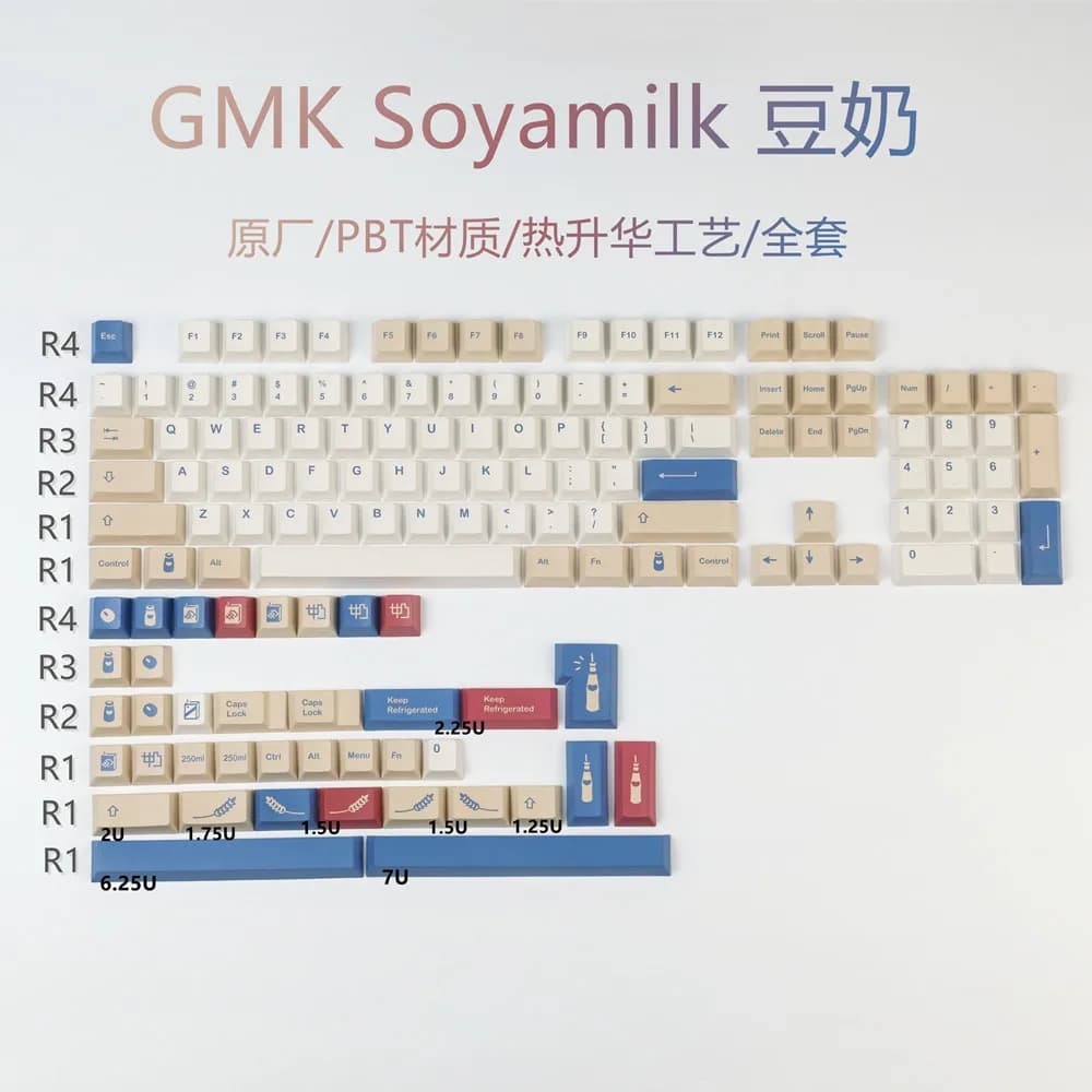 Copritasti GMK al latte di soia, 144 tasti Copritasti PBT Cherry Profile DYE-SUB Copritasti GMK personalizzati per tastiera meccanica