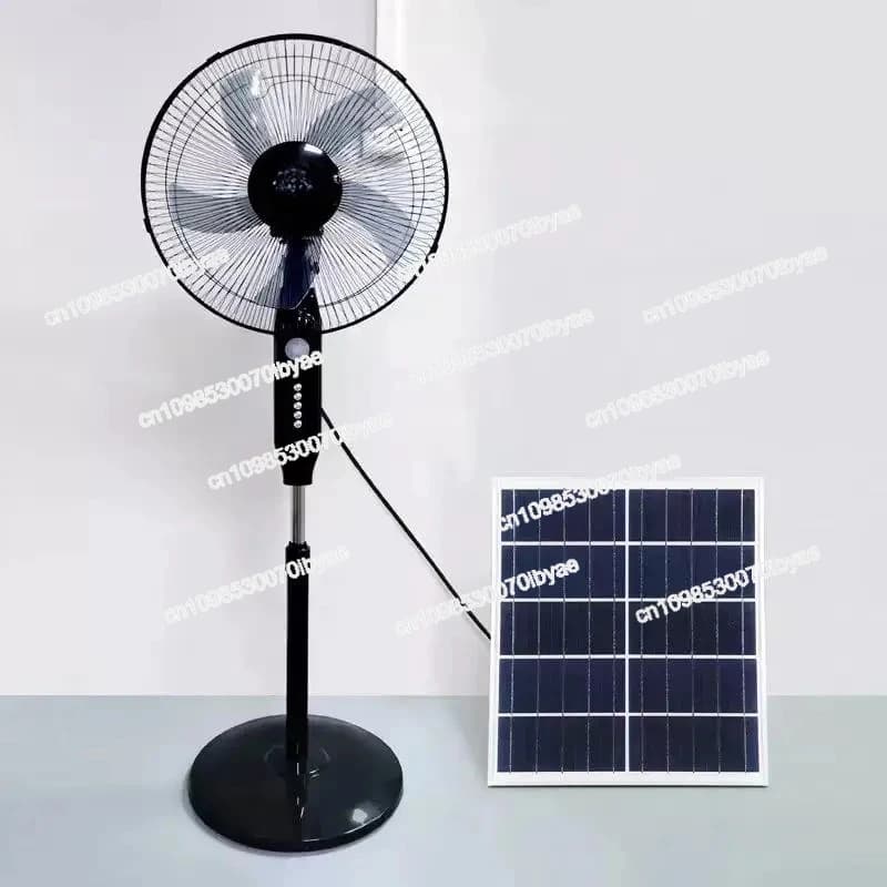 Per in magazzino Ventilatore alimentato Ventilatore solare con batteria al litio da 16 pollici con pannello solare