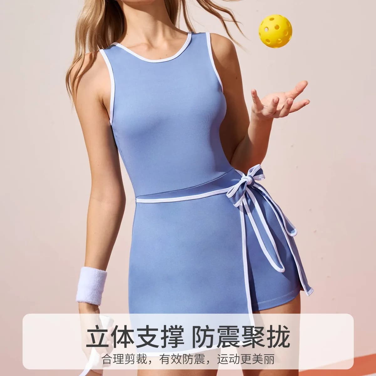 Abito da tennis da donna con pantaloncini 2026 blu, completo sportivo per pickleball, golf, corsa, allenamento, senza maniche, traspirante