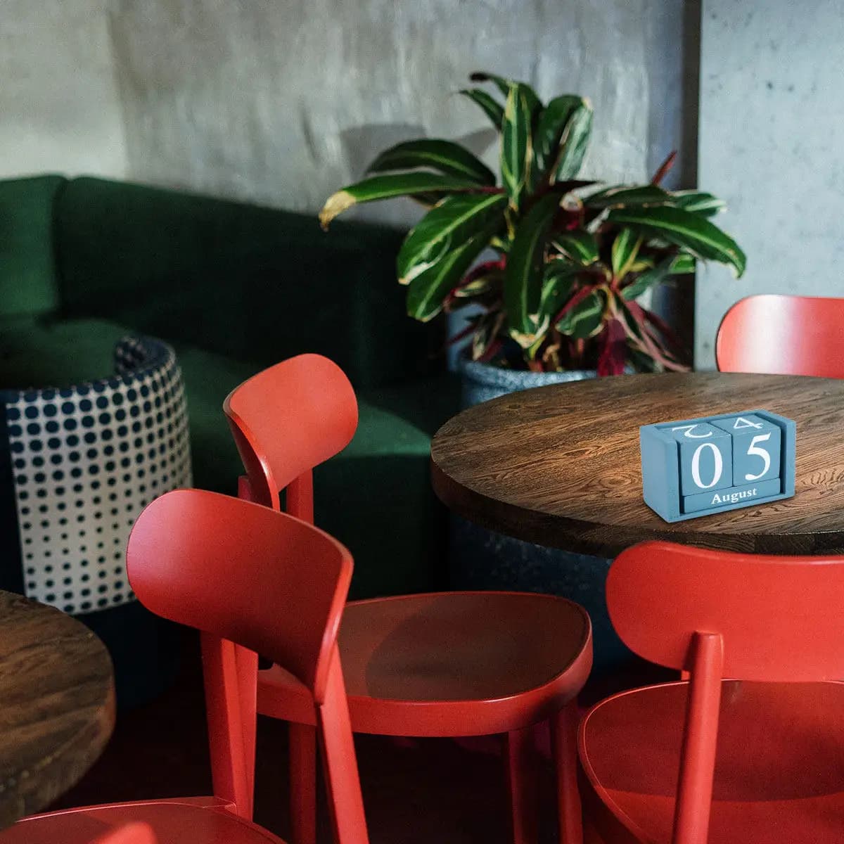 Calendario Perpetuo in Legno Stile Vintage, Blocco da Scrivania con Visualizzazione di Mese e Data, Decorazione Classica per Casa e Ufficio