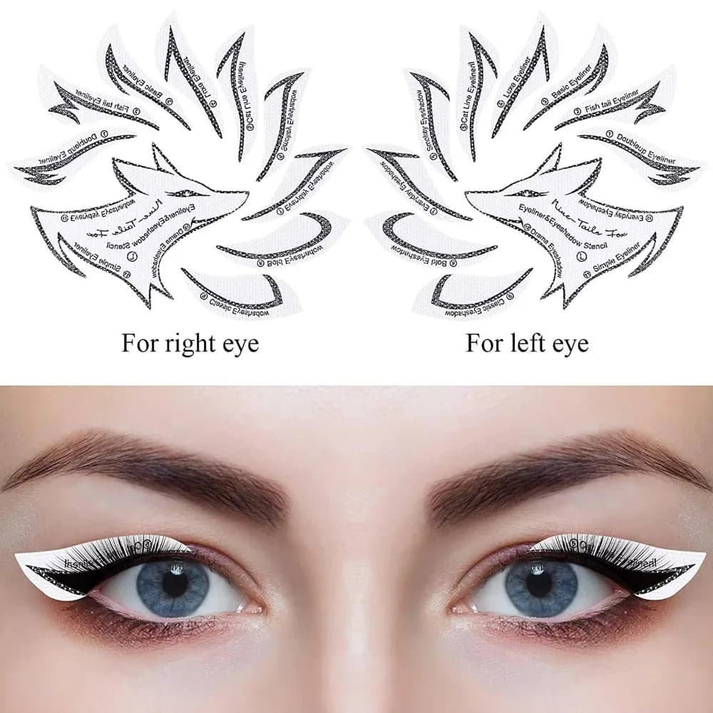 Un set di modelli per il trucco degli occhi, adesivi pratici per ombretto e eyeliner, uno strumento magico per principianti per realizzare il trucco degli occhi.