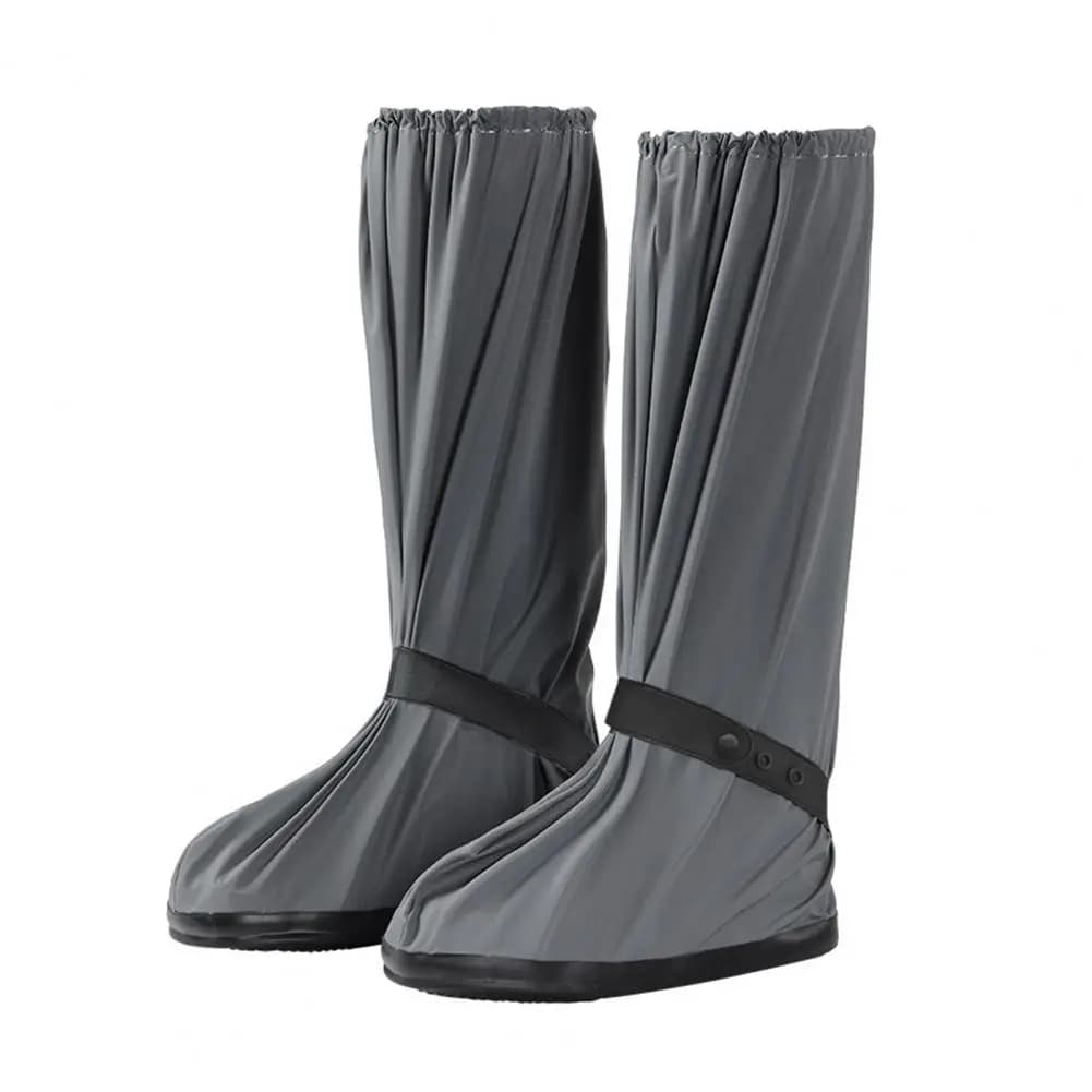 1 paio di copriscarpe antipioggia riutilizzabili, antiscivolo, in PVC, resistenti alle forature, con fascia elastica regolabile.