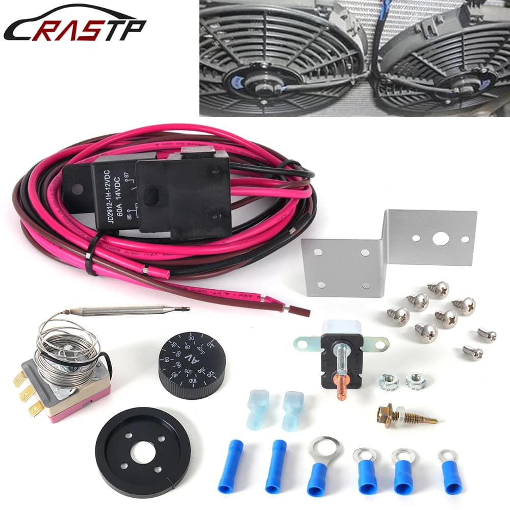 Kit cavo relè di controllo termostato automobilistico regolabile RASTP 60A con sensore sonda di temperatura per ventola radiatore elettrica WH003