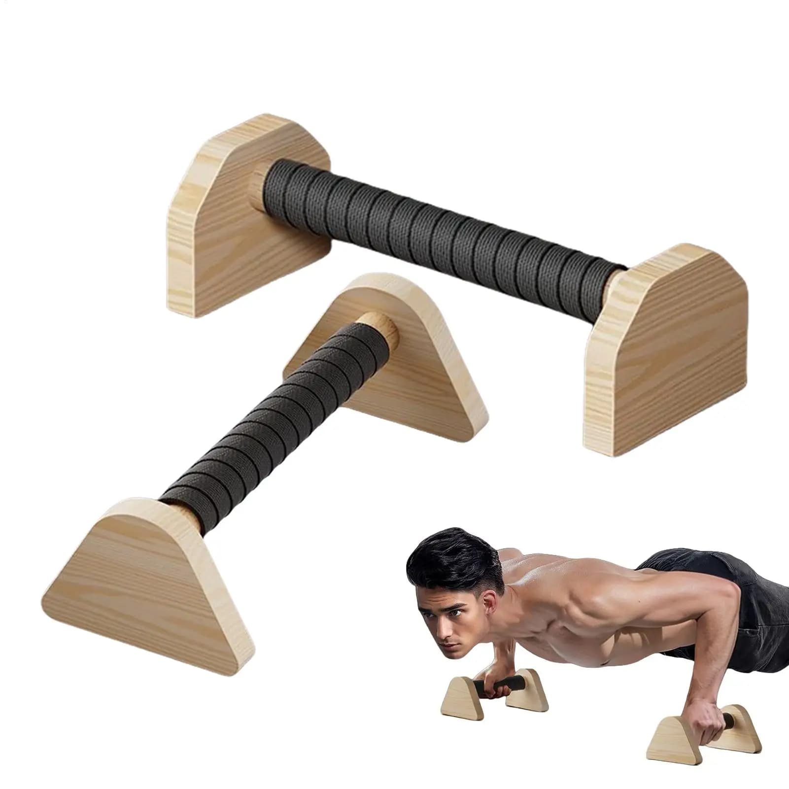 Solid wood push up bar Handles for pull up support Handles for parallax Equipment for home Exercise bar for flooring