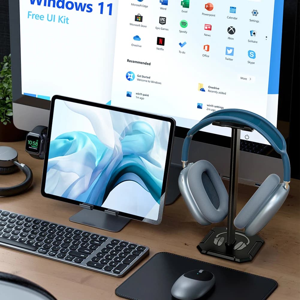 Supporto per Cuffie da Scrivania, Porta Cuffie Gaming Rimovibile, Supporto Verticale Antiscivolo per Accessori PC