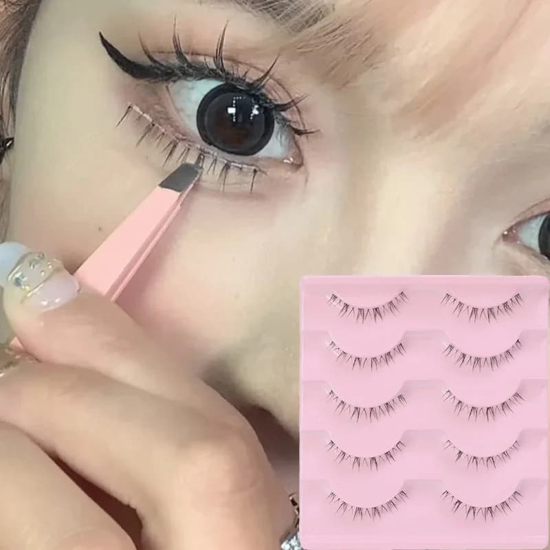 Confezione da 5 paia di ciglia inferiori naturali sotto le ciglia morbide ciglia inferiori fascia trasparente fatta a mano Manga Bottom Lashes strumenti per il trucco