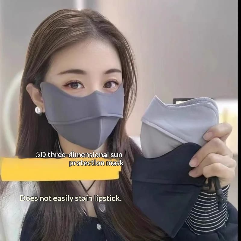 UV Protection Solid Ice Silk Face Shield, Summer Breathable Sunscreen Mask for Cycling Sports Men Women