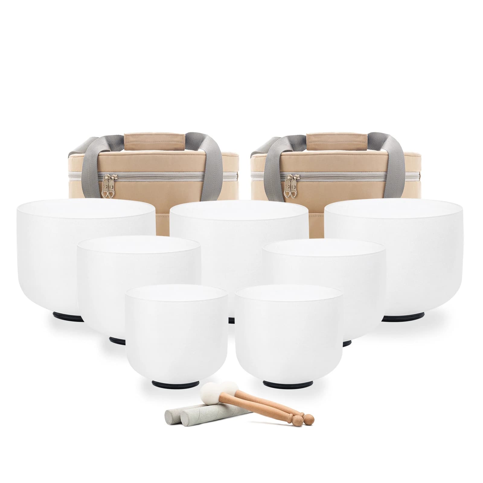 KVKA 7pcs 440/432hz Crystal Singing Bowls Chakra Set of 7 with Carrying Cases for Yoga Medication Sound Healing Deep Relaxation