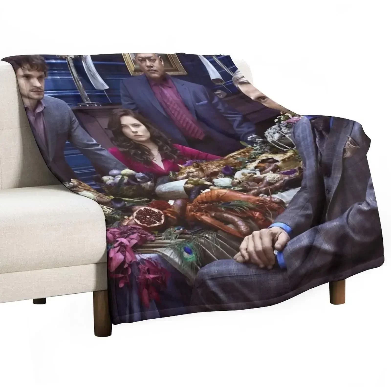 Hannibal NBC poster blue Throw Blanket Hair Soft Plaid Quilt Plaid Summer Sleeping Bag Blankets