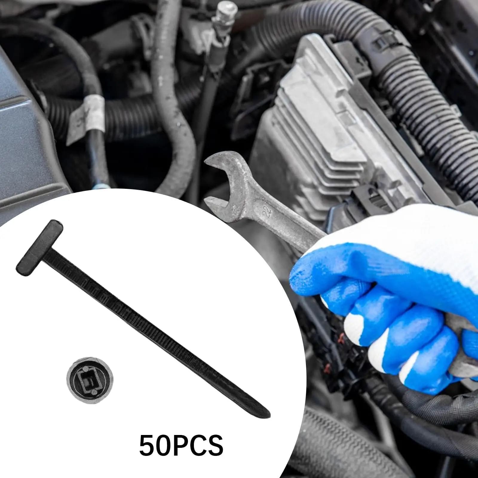 50 Pezzi Fascette per cavi in nylon Fibbie per fascette in nylon per autoveicoli Accessori per auto professionali ad alte prestazioni Cinghie per la gestione dei cavi