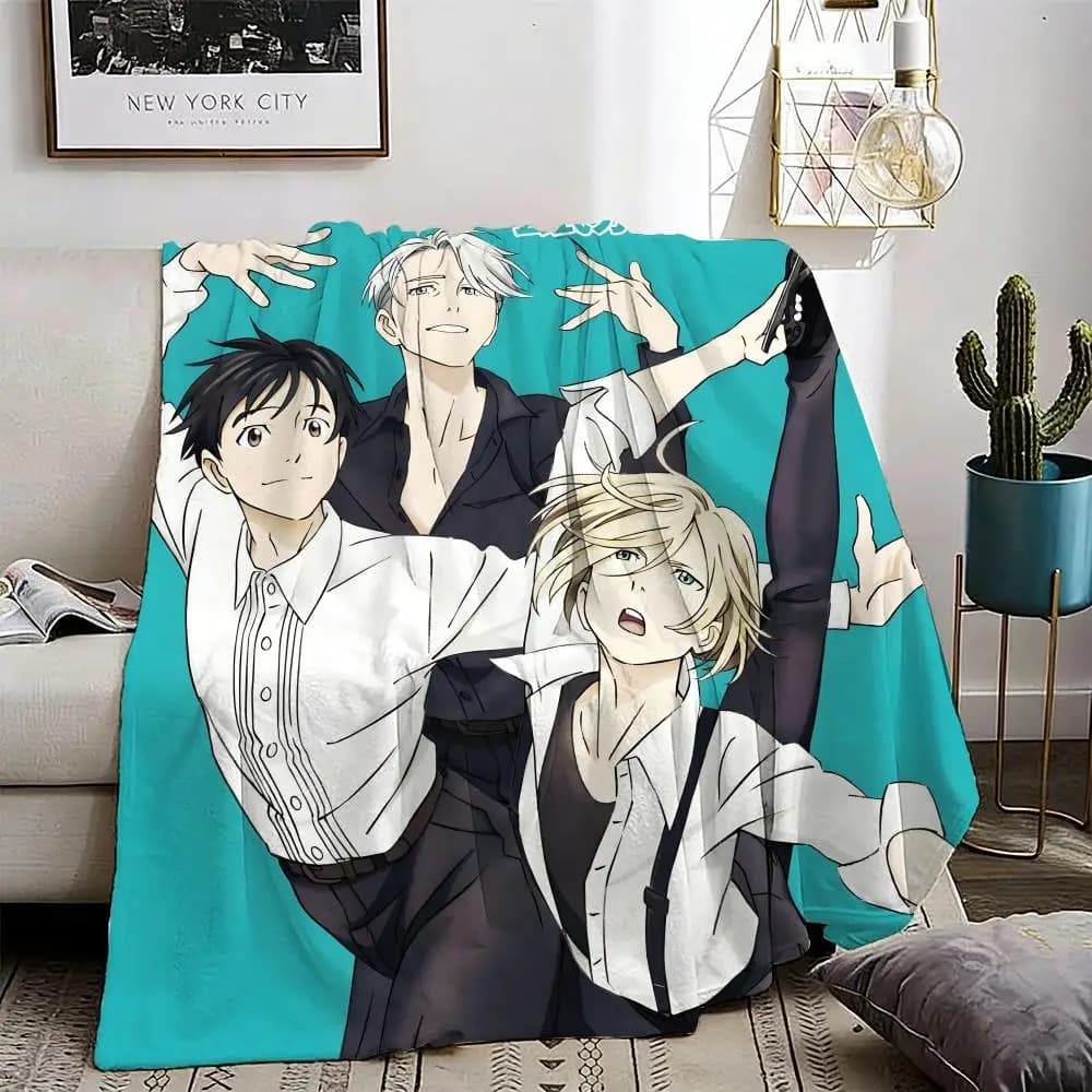 Yuri On ICE Anime Throw Lightweight 240g Flannel Blanket Soft Skin-friendly for Summer Cooling