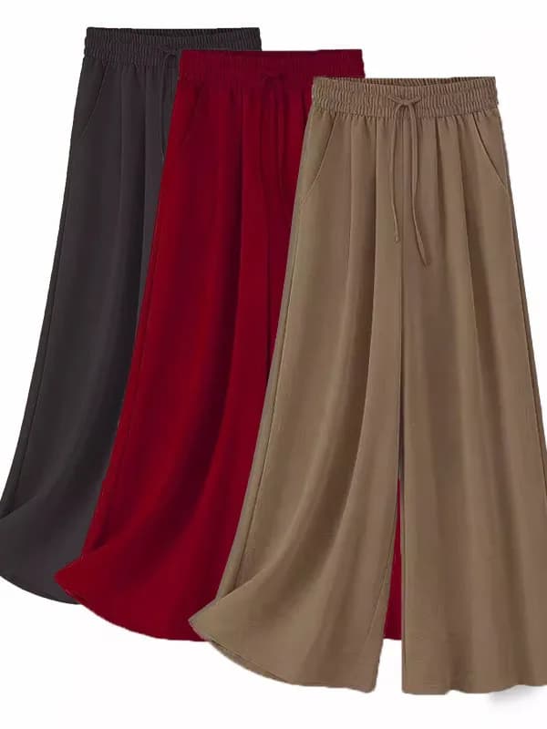 Ice Silk Wide Leg Pants Skirt Pants Women's Summer New Large Size Draped High Waist Slimming Loose Thin Casual Pants