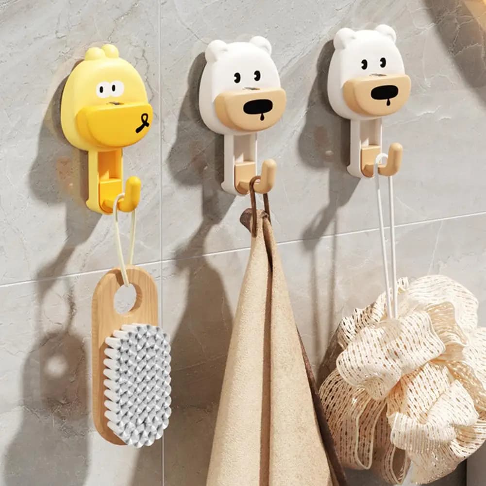 Gancio a ventosa senza foratura per bagno, gancio a ventosa a forma di cartone animato, gancio a ventosa impermeabile rimovibile per parete del bagno, porta asciugamani e utensili da cucina