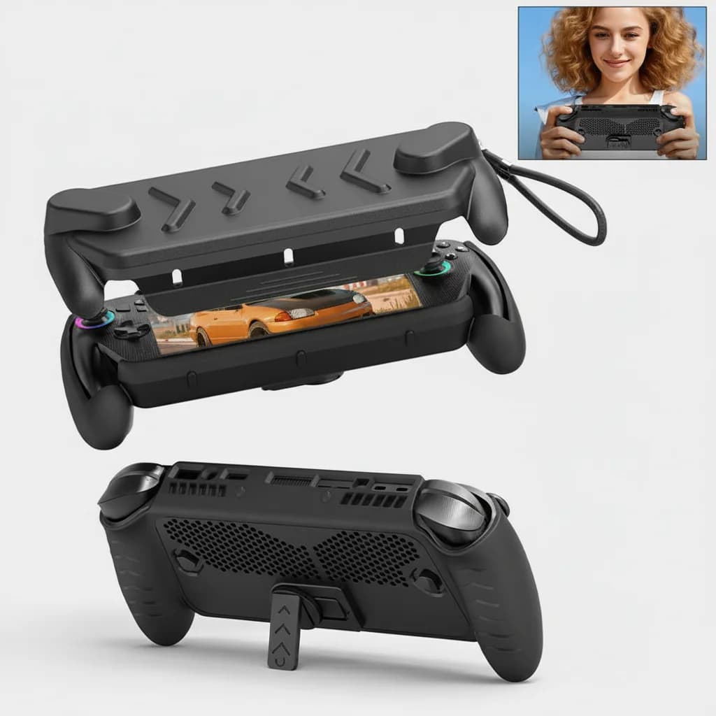 Per JYS per ROG per Xbox Ally/X Custodia protettiva portatile in TPU Cavalletto Supporto antiurto Console di gioco Shell Accessori