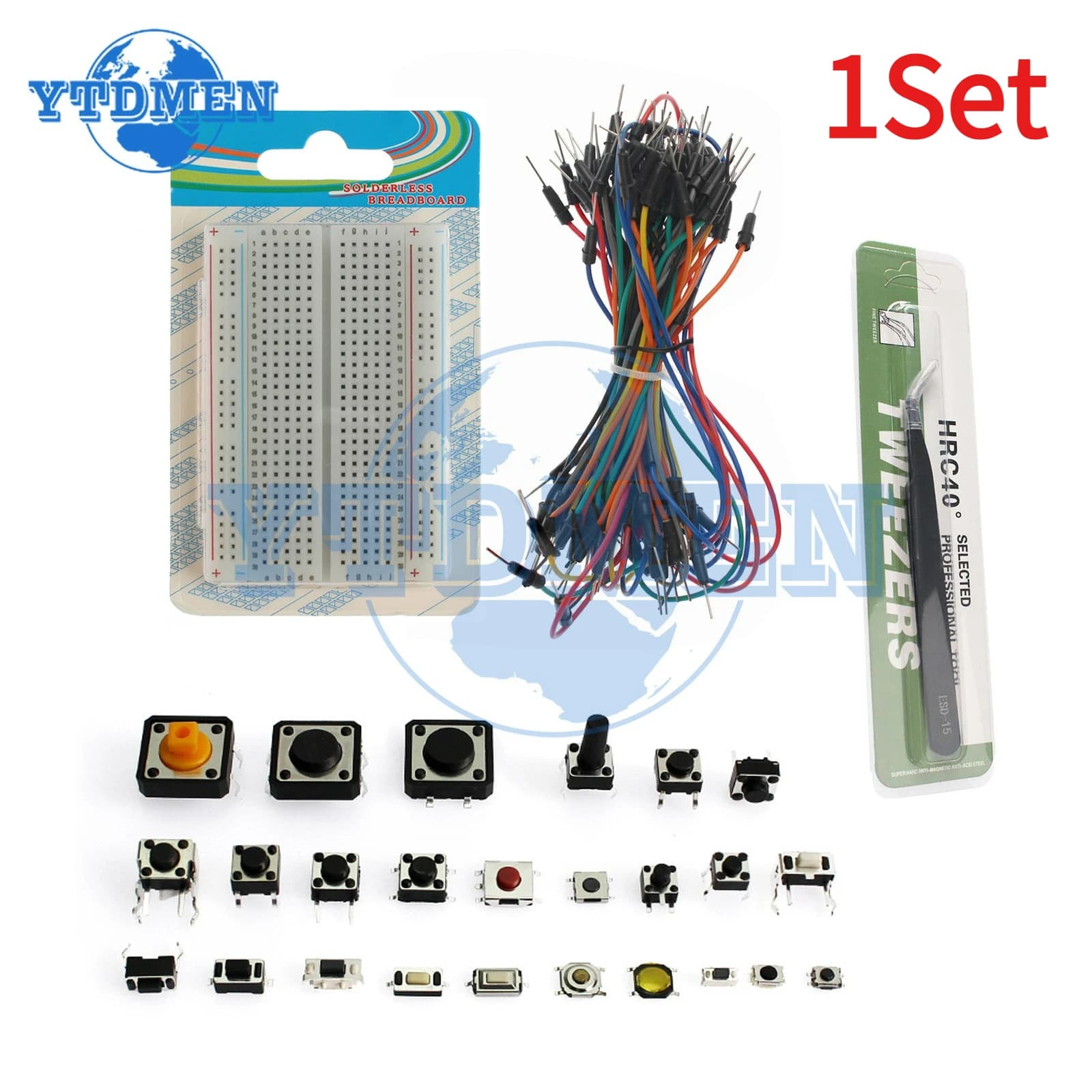 1Set Micro Switch Kit Size 400 Points Without Welding PCB Breadboard Jumper Thread Prototype FAI DA TE Edge with Plier, for Arduino
