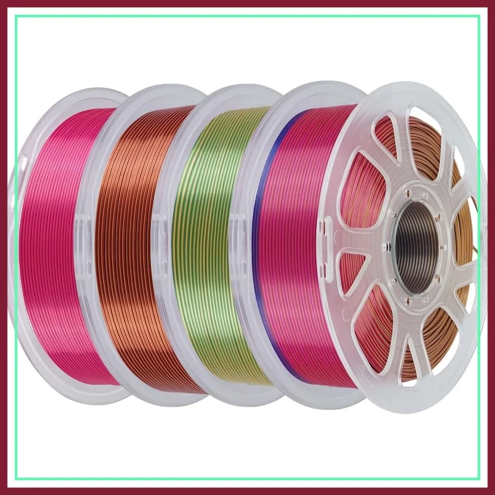 Filamento PLA Seta Tricolore 1.75mm, Filamento Multicolore per Stampante 3D, Bobina da 4kg (8.8 libbre) 4 Rotoli, Precisione Dimensionale +/- 0.03 mm