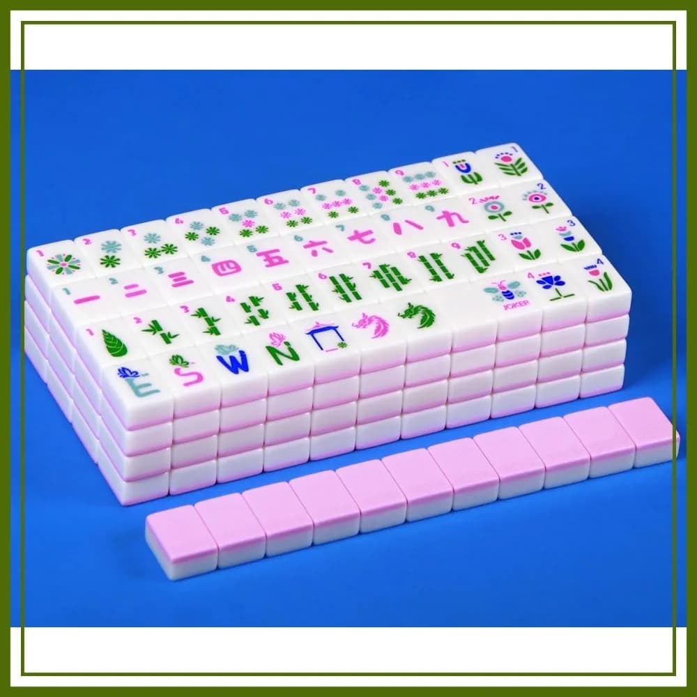 Set Mahjong Americano Rosa con 166 Tessere Intagliate da 1,2 Pollici per Serate di Gioco