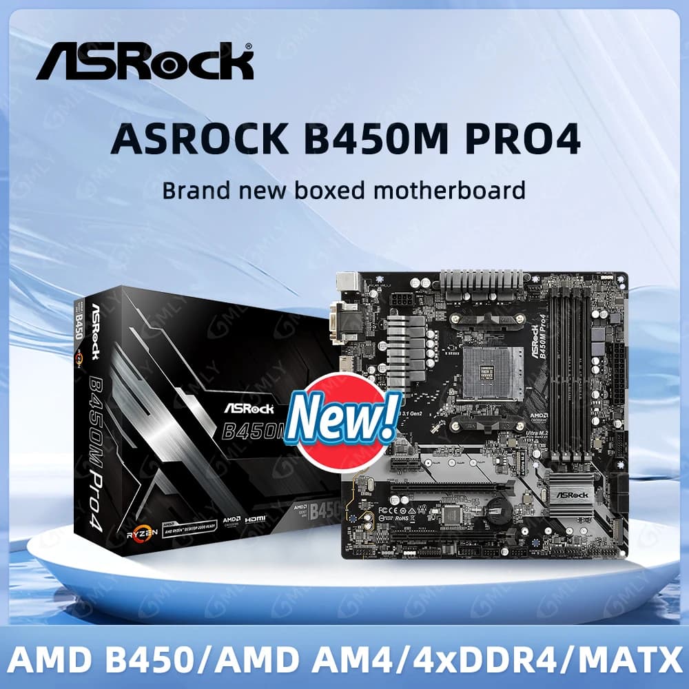 B450 B450M Motherboard ASRock B450M Pro4 AM4 64GB DDR4 Micro ATX 2xM.2 support Ryzen 5600 5700 3600 5500 3400 2400 cpu new