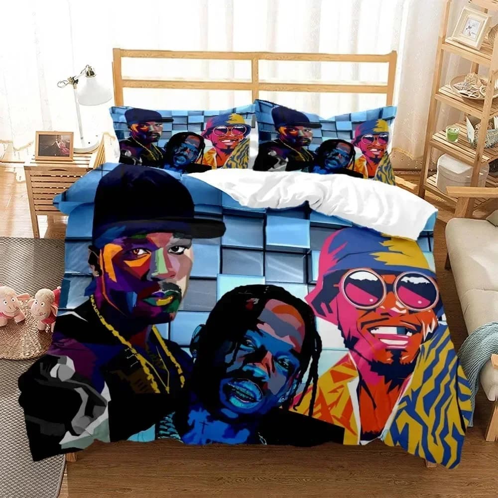 Set biancheria da letto rapper hip hop stampato con federa Copripiumino morbido Queen King Size Biancheria da letto per la casa Stile personale personalizzato