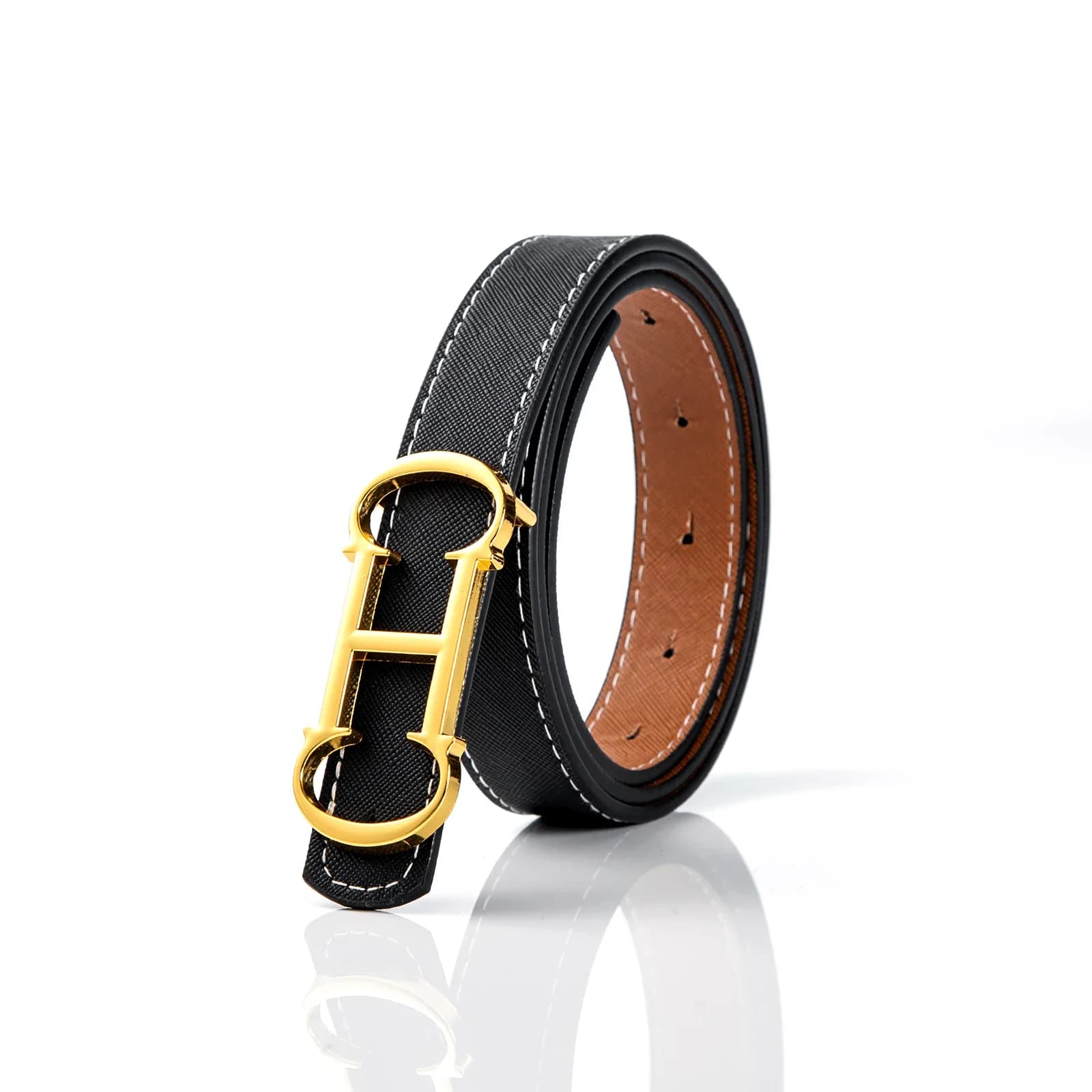 New Design Luxury Fashion Decorative Jeans Women's Retro Decorative Belt Double Face Leather Belt Women's League
