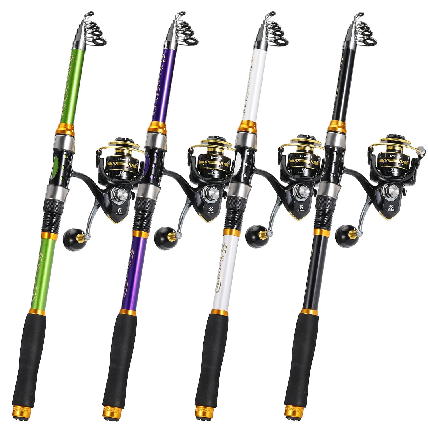 Canna da pesca spinning e mulinello Sougayialng 1.8m-3.3m Canna telescopica 5.0:1 Rapporto di trasmissione max drag 5kg Bass Pike Pesca