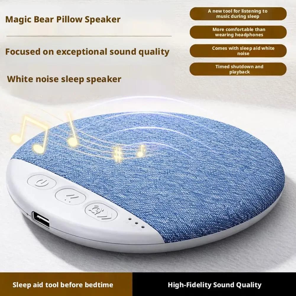 Altoparlante Bluetooth 5.4 da Cuscino per Camera da Letto con Macchina del Suono e Rumore Bianco, Funzione On/Off Programmabile, Audio HiFi Stereo e Bassi Potenti