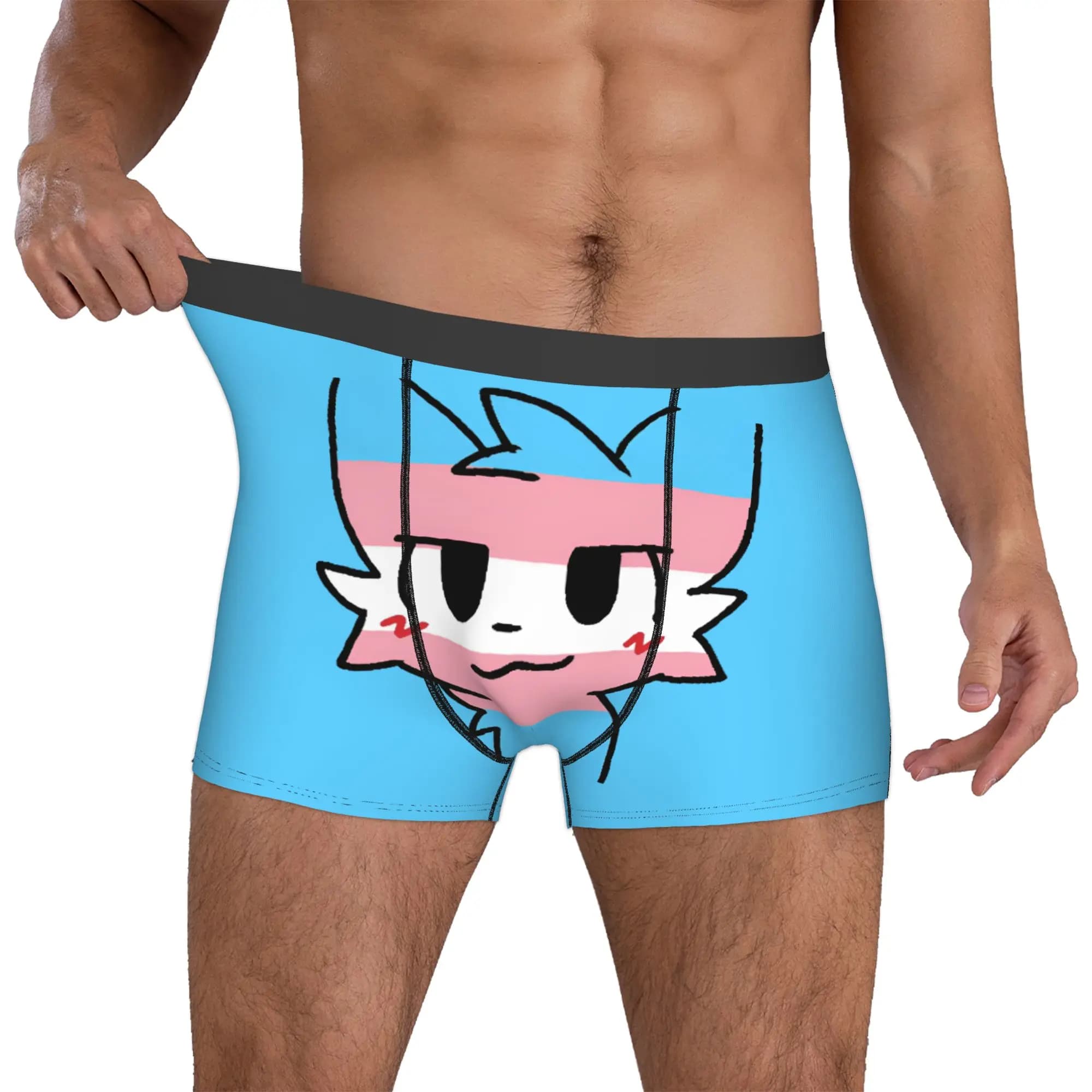 Intimo personalizzato Boykisser Silly Cat da uomo, boxer elasticizzati con simpatici cartoni animati, pantaloncini, mutande morbide per uomo