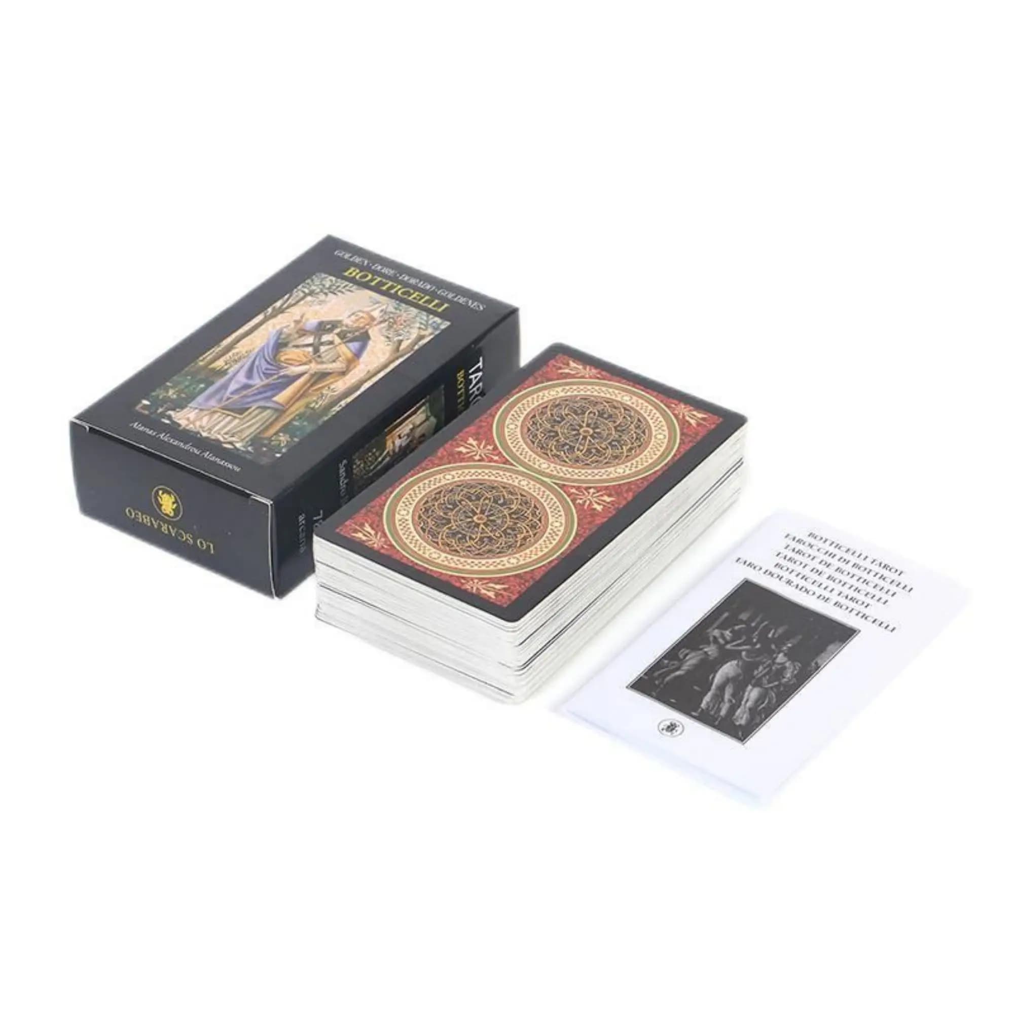 12x7 cm Golden Botticelli Tarocchi Gioco da tavolo per feste 78 pezzi Carte Oracle di profezia di predizione della fortuna di alta qualità con guida
