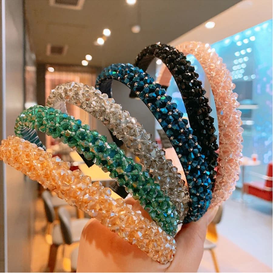 Cerchietti per capelli di lusso con strass per donna Fasce per capelli lucide in cristallo Accessori per capelli coreani per ragazze Fasce per capelli con castone Cerchi per moda
