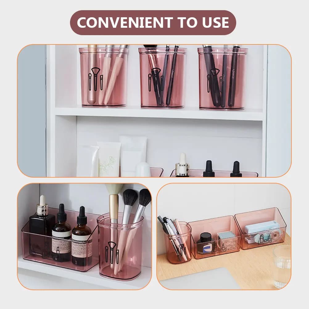 2Pcs Makeup Organizer Box Storage Organizer for Vanity Desk Dresser Countertop Skin Care Products Brushes Pens