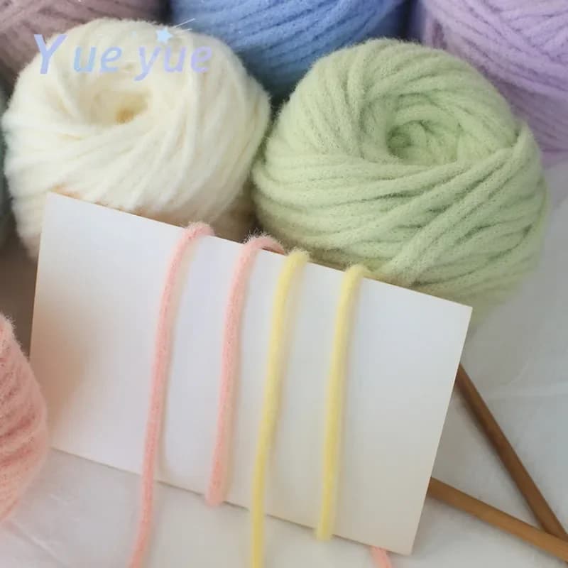 Soft Glutinous Mousse Line, Ultra Thick Glutinous Rice Gummy Thread, 5mm DIY Handmade Novice Woven Scarf Sweater Thread 100g