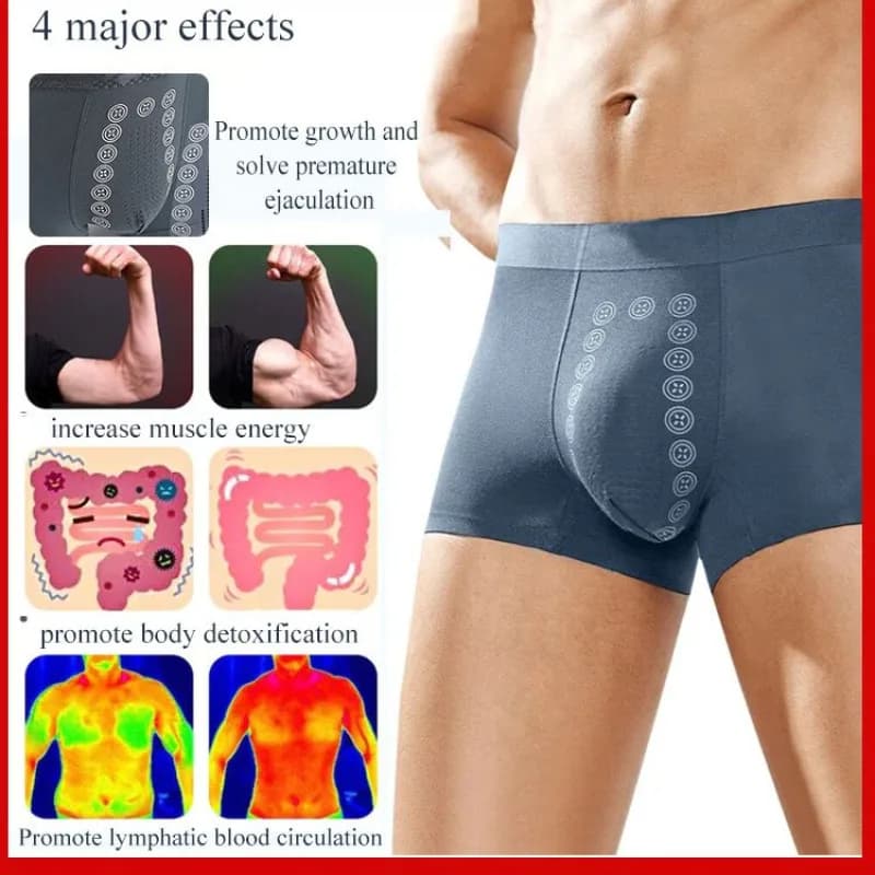 Boxer da Uomo a Vita Media Morbidi e Delicati sulla Pelle, Intimo Traspirante con Massaggio a Ioni Negativi, Slip Elasticizzati Traspiranti