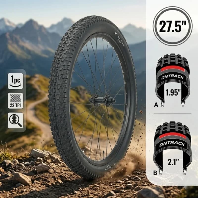 1 Pezzo Pneumatico Bici MTB 27.5x1.95/27.5x2.10 Pollici, Copertone Esterno con Cerchio in Filo Metallico Antiforatura, Ricambio per Ruote da Ciclismo