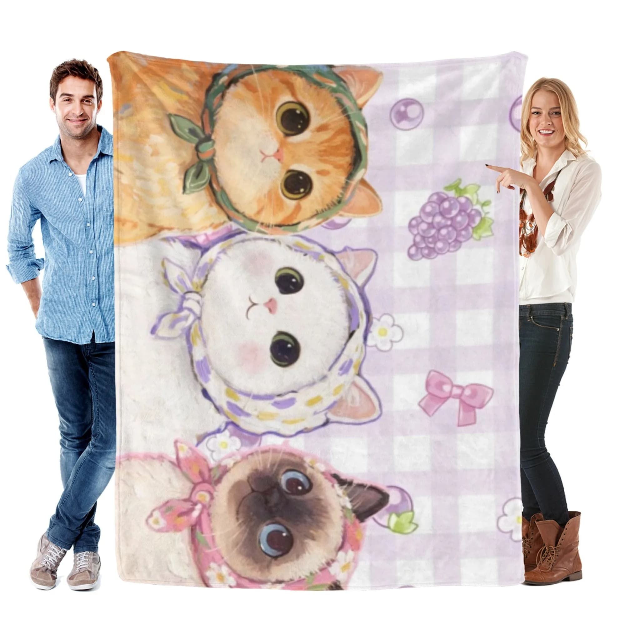 Coperta in flanella, foulard carino, stampa gatto, adatta a tutte le stagioni, divano della camera da letto, morbida e confortevole