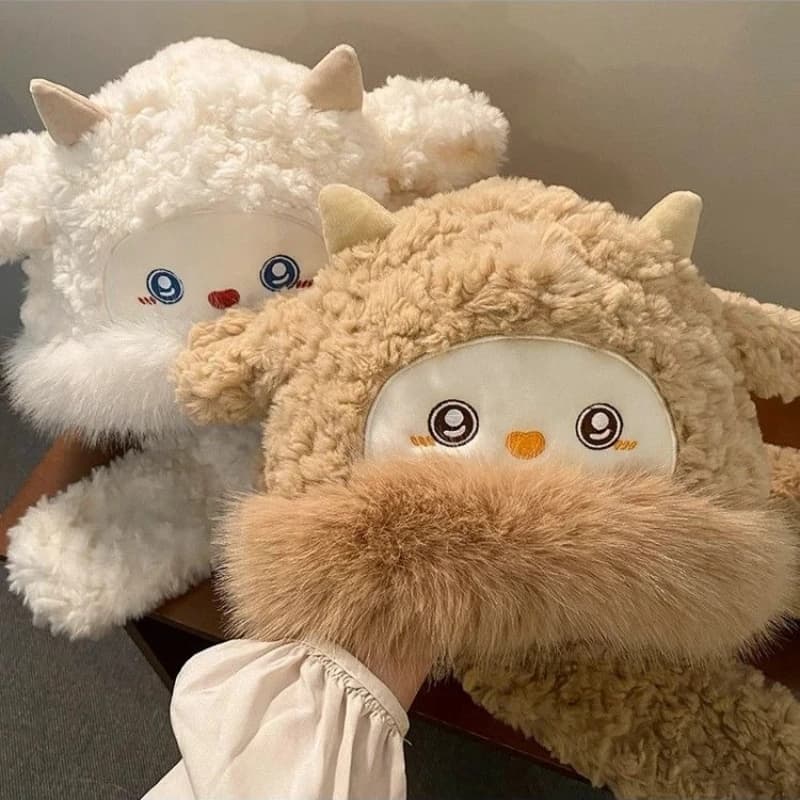 Kawaii Scarf Hat Fluffy Lamb Autumn Winter Japanese Keep Warm Faux Fur Cute Harajuku Subculture Sweet Style Women Scarf Cap