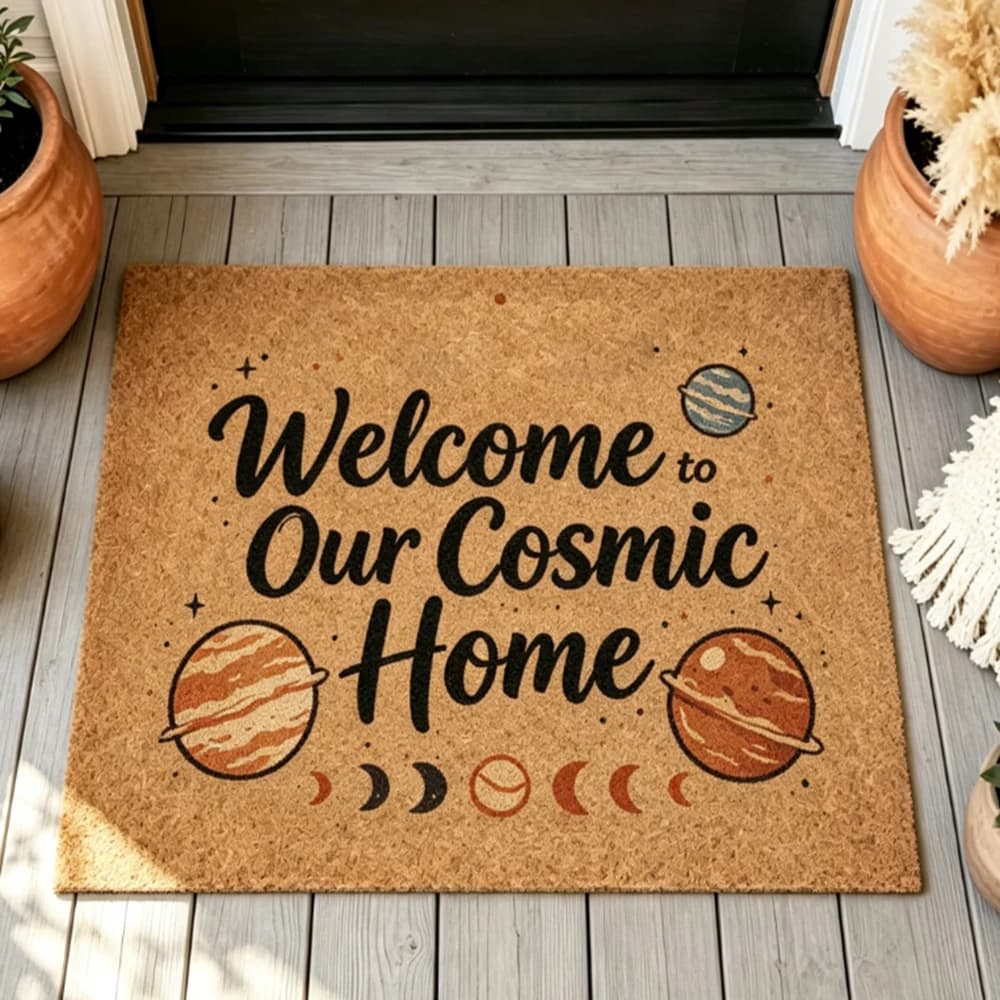 Funny Custom Welcome Mat Planet Pattern Printed Doormat Non Slip Entrance Mat Porch Decor Birthday Gift Space Universe Rug