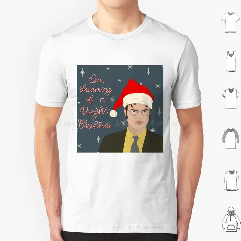 Dwight Christmas The Office Pop Culture T Shirt Big Size 100% cotone Dwight Schrute Dwight The Office Nbc Michael Jim