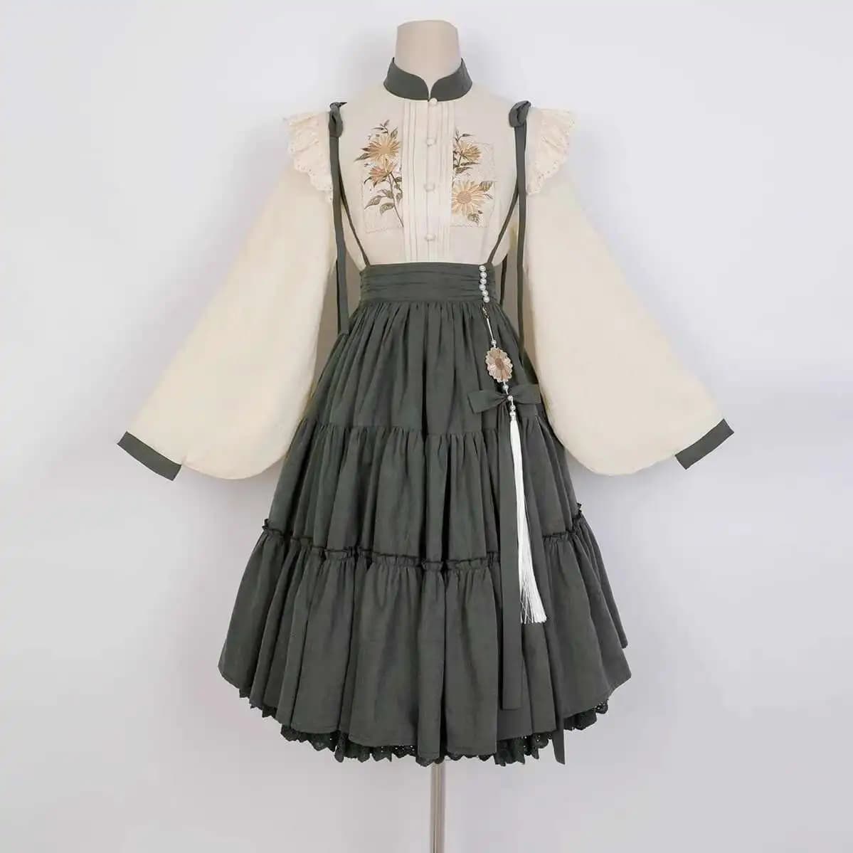 Nuovo abito da principessa Lolita Abiti in stile occidentale Stile rurale quotidiano Op Atmosfera accademica Elementi Han Gonna Top Cos Cosplay