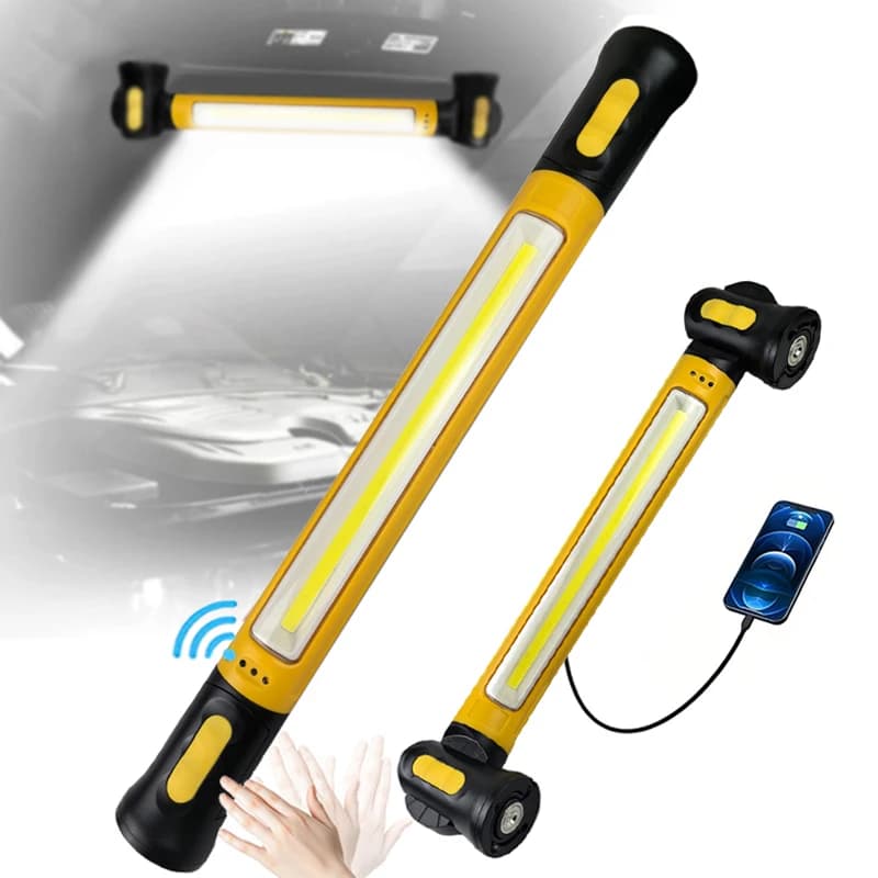 Lampada da Lavoro Magnetica Super Luminosa 1800LM con Power Bank Ricaricabile USB-C, Barra Luminosa COB Sottocofano, Luce LED Portatile per Meccanici