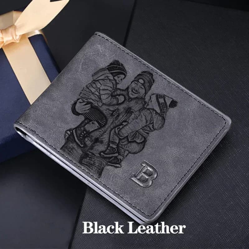 CEXIKA Personalized Men's Photo Wallet - Custom Engrave Picture & Text, Ideal Father's Day, Anniversary Gift for Husband