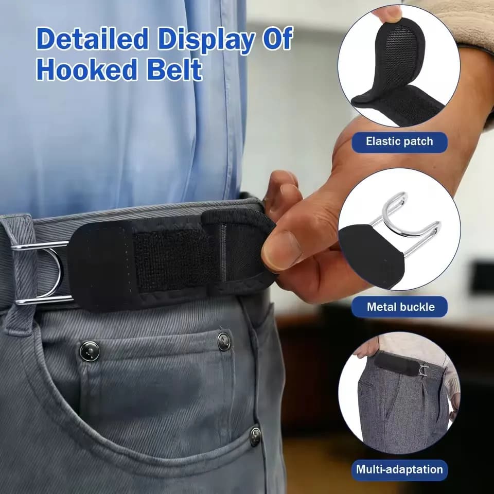 Cinture Funzionali in Metallo Senza Fibbia con Gancio in Velcro, Comoda Cintura Elastica Regolabile con Gancio in Metallo 2 Pezzi/1 Pezzo