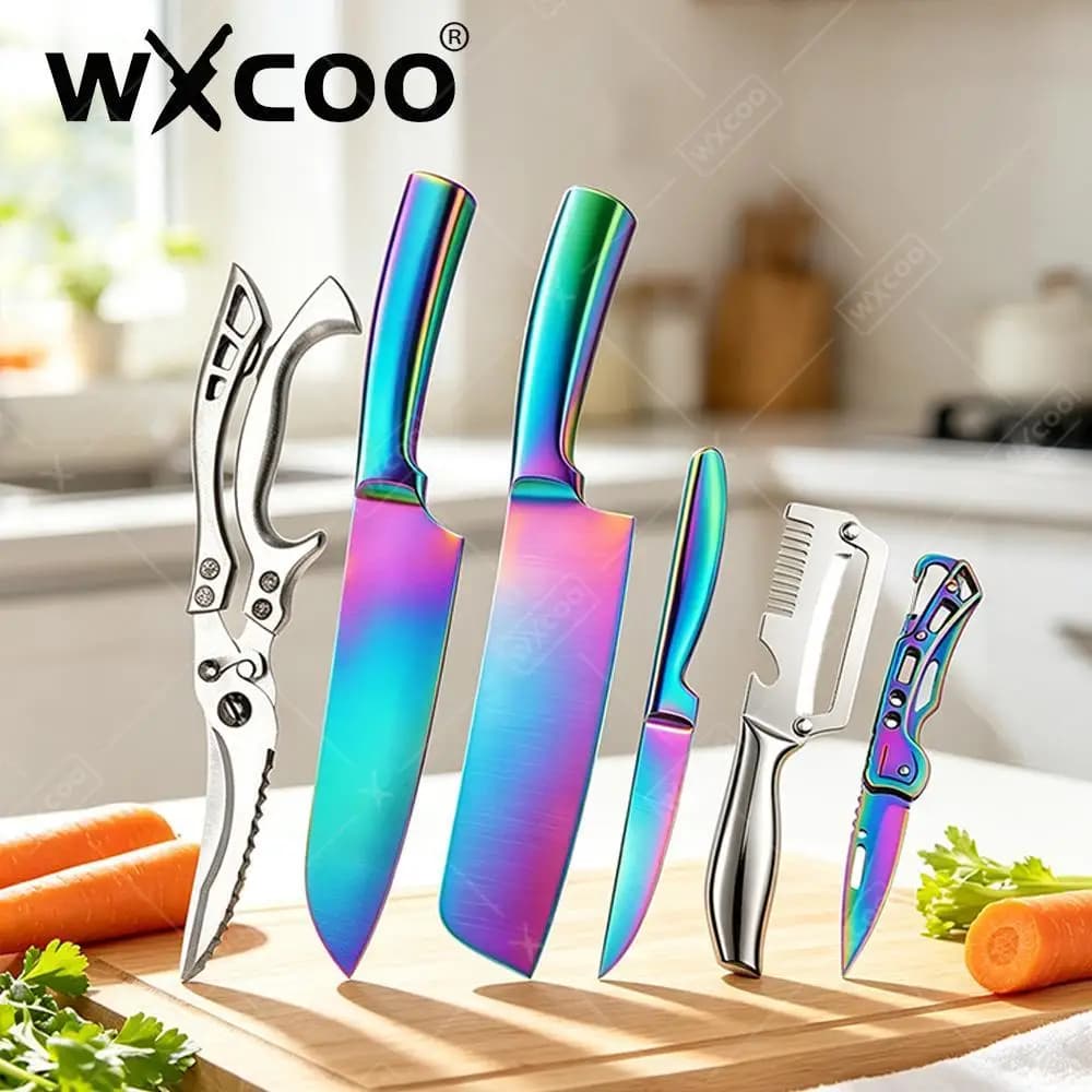 WXCOO Stainless Steel Pocket Knife Folding Knife Kitchen Vegetable Knife Fruit Peeler Meat Cleaver Tools Cooking Accessories